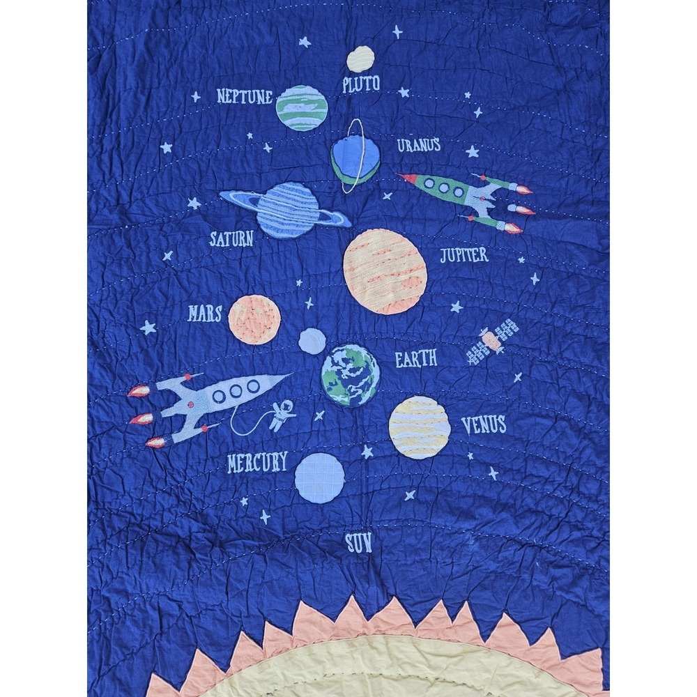 Pottery Barn Kids Outer Space Quilt Full Bedding Set Planets Rockets 4 Pc